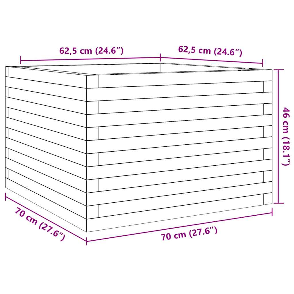 plantekasse 70x70x46 cm massivt fyrretræ hvid
