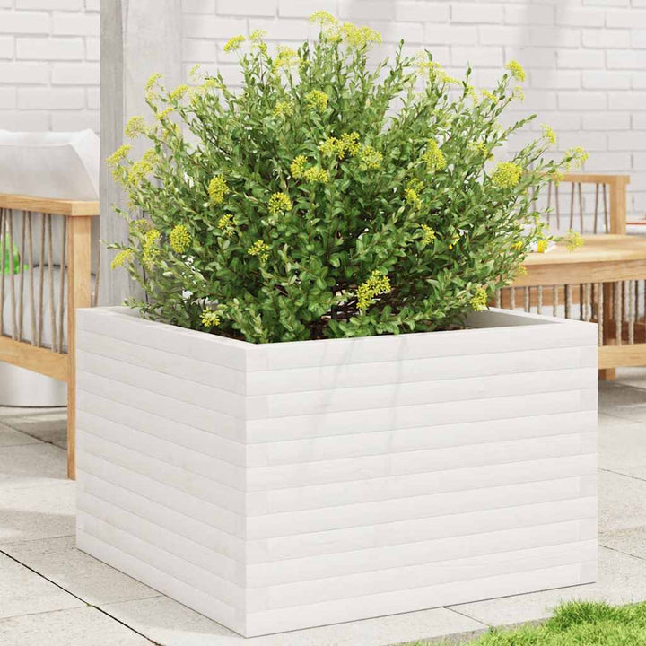plantekasse 70x70x46 cm massivt fyrretræ hvid