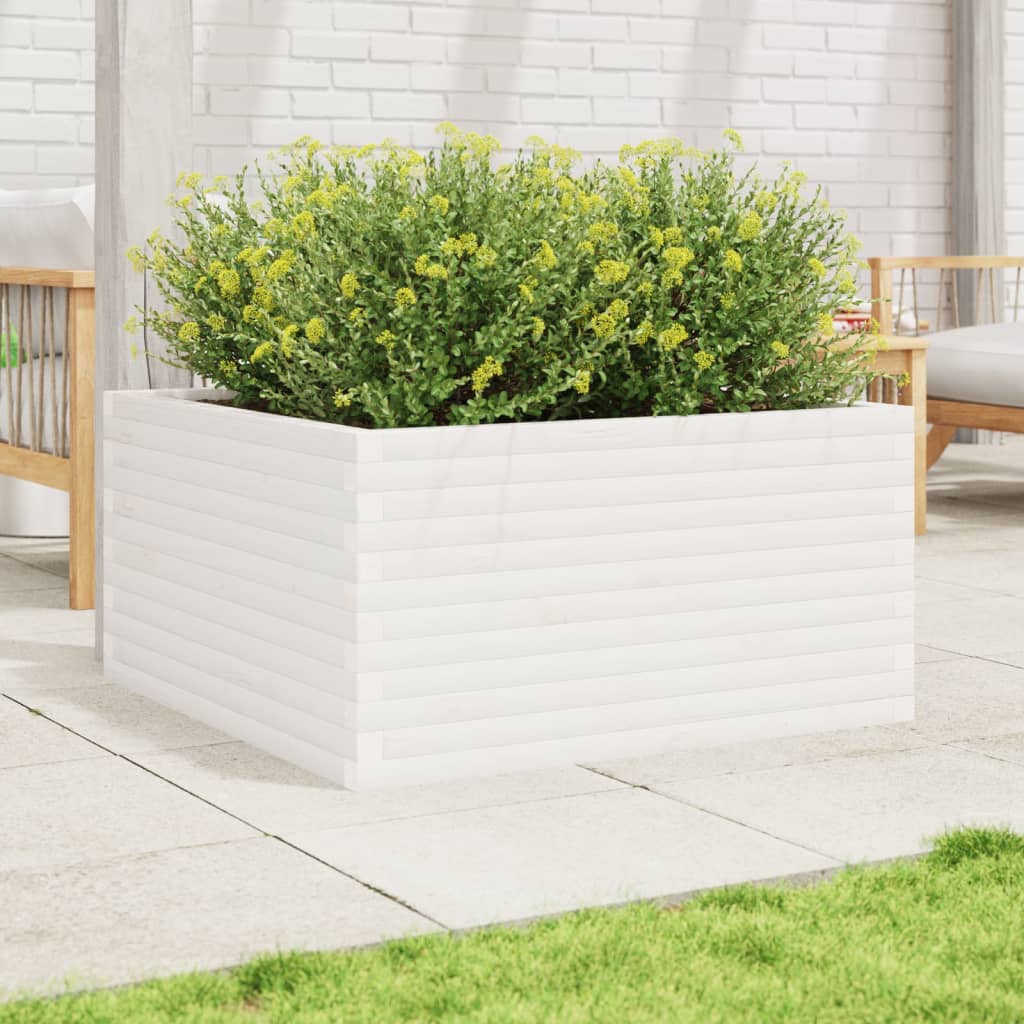 plantekasse 90x90x46 cm massivt fyrretræ hvid