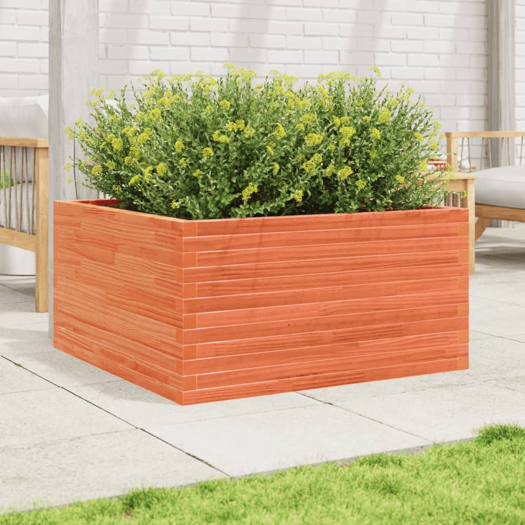 plantekasse 90x90x46 cm massivt fyrretræ gyldenbrun