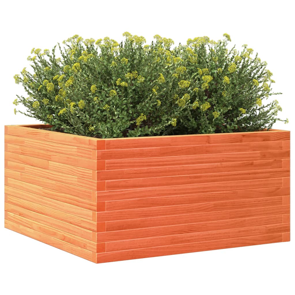 plantekasse 90x90x46 cm massivt fyrretræ gyldenbrun