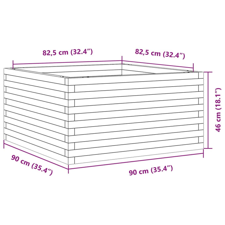 plantekasse 90x90x46 cm massivt fyrretræ gyldenbrun