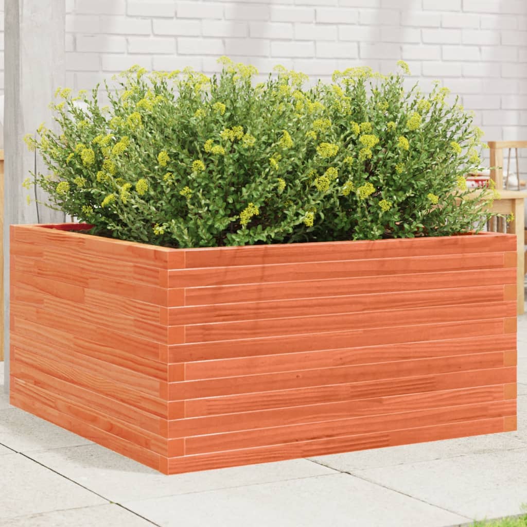 plantekasse 90x90x46 cm massivt fyrretræ gyldenbrun