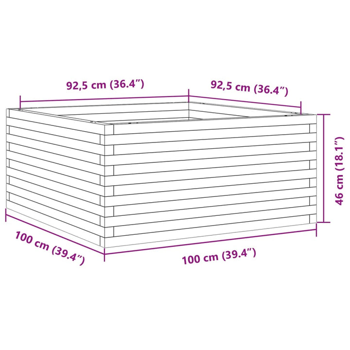 plantekasse 100x100x46 cm massivt fyrretræ gyldenbrun