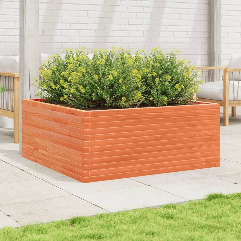 plantekasse 110x110x46 cm massivt fyrretræ gyldenbrun