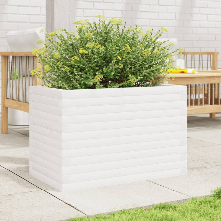 plantekasse 70x40x46 cm massivt fyrretræ hvid