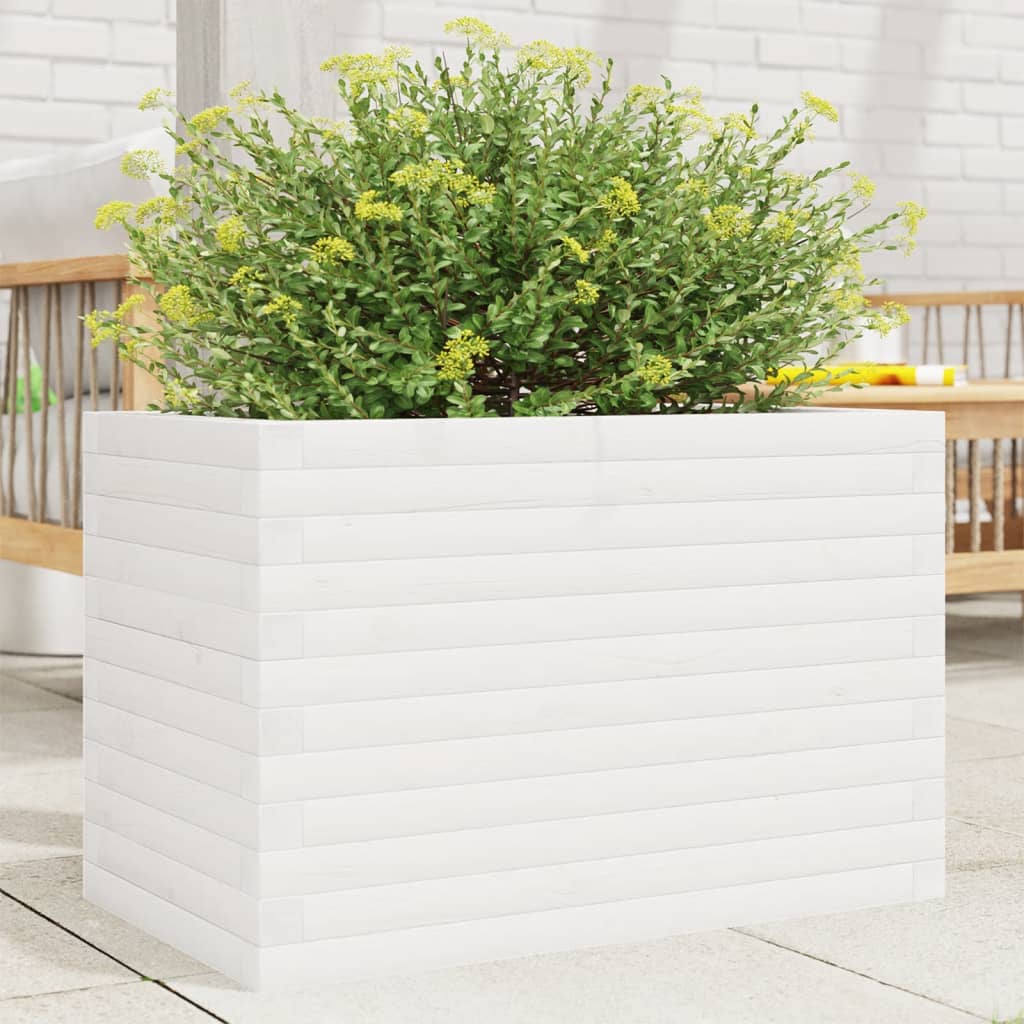 plantekasse 70x40x46 cm massivt fyrretræ hvid