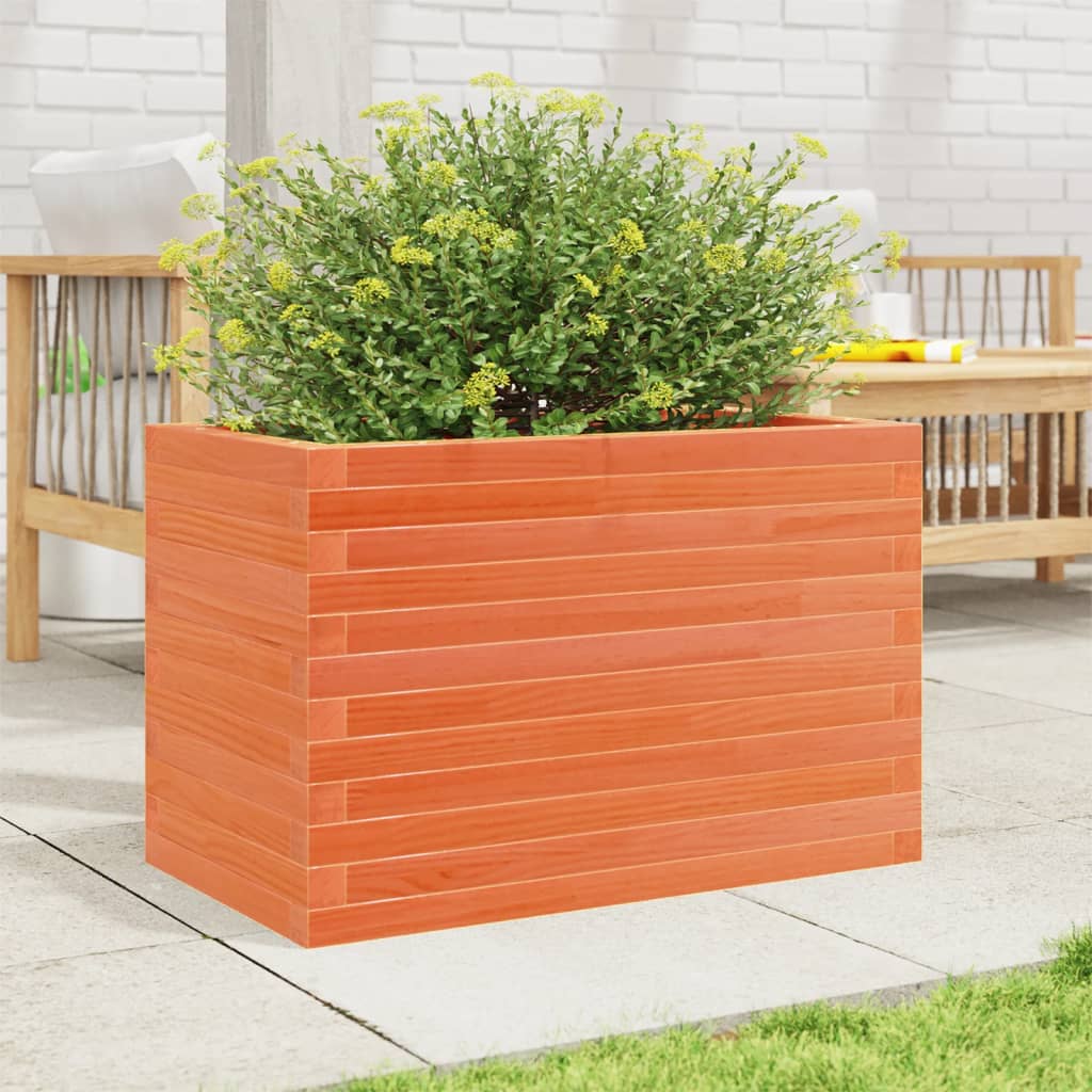 plantekasse 70x40x46 cm massivt fyrretræ gyldenbrun