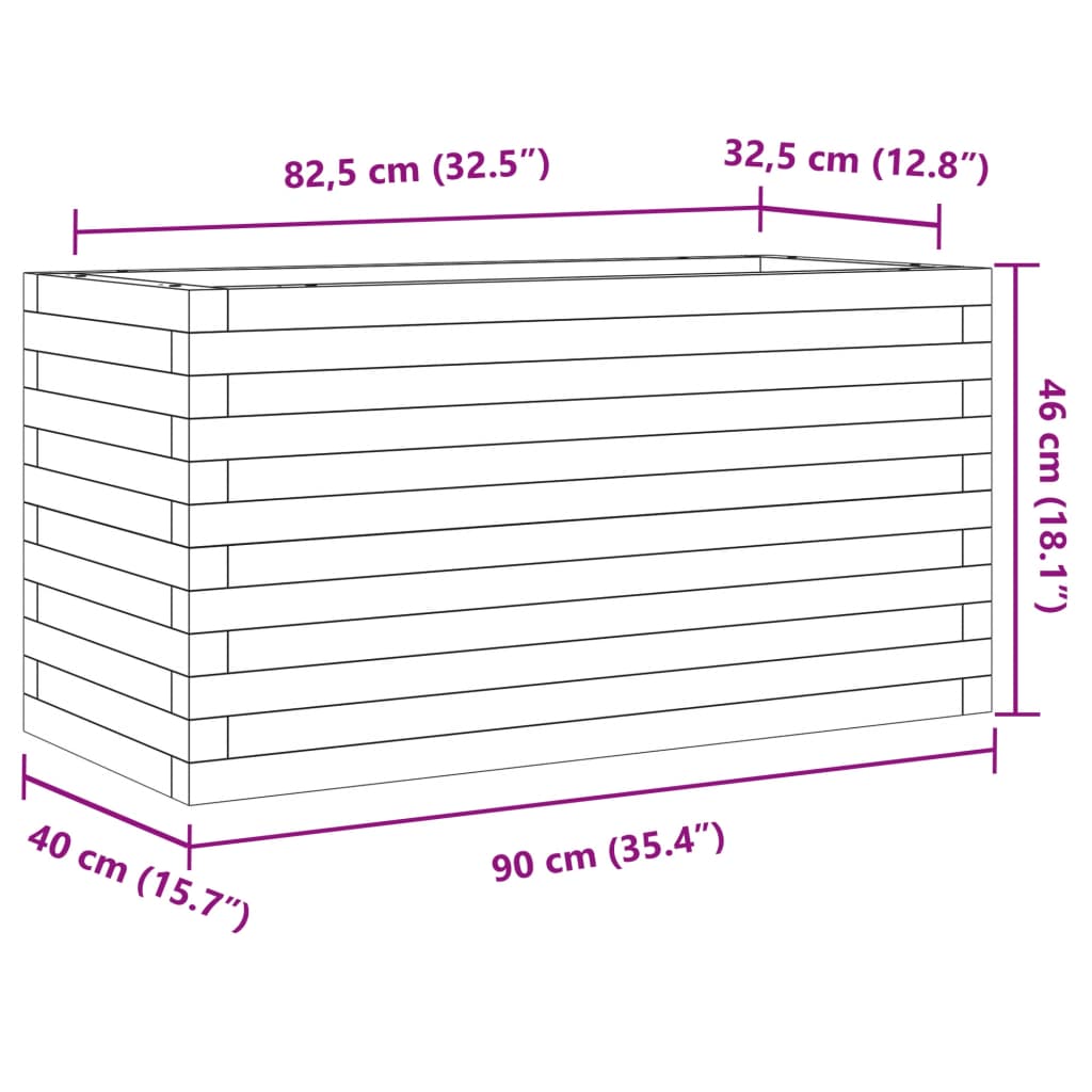 plantekasse 90x40x46 cm massivt fyrretræ gyldenbrun