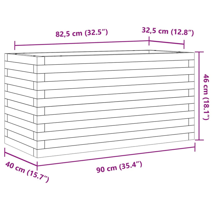 plantekasse 90x40x46 cm massivt fyrretræ gyldenbrun