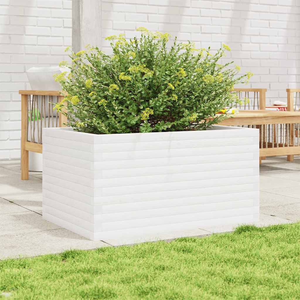 plantekasse 90x60x46 cm massivt fyrretræ hvid
