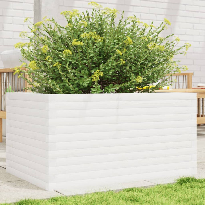 plantekasse 90x60x46 cm massivt fyrretræ hvid