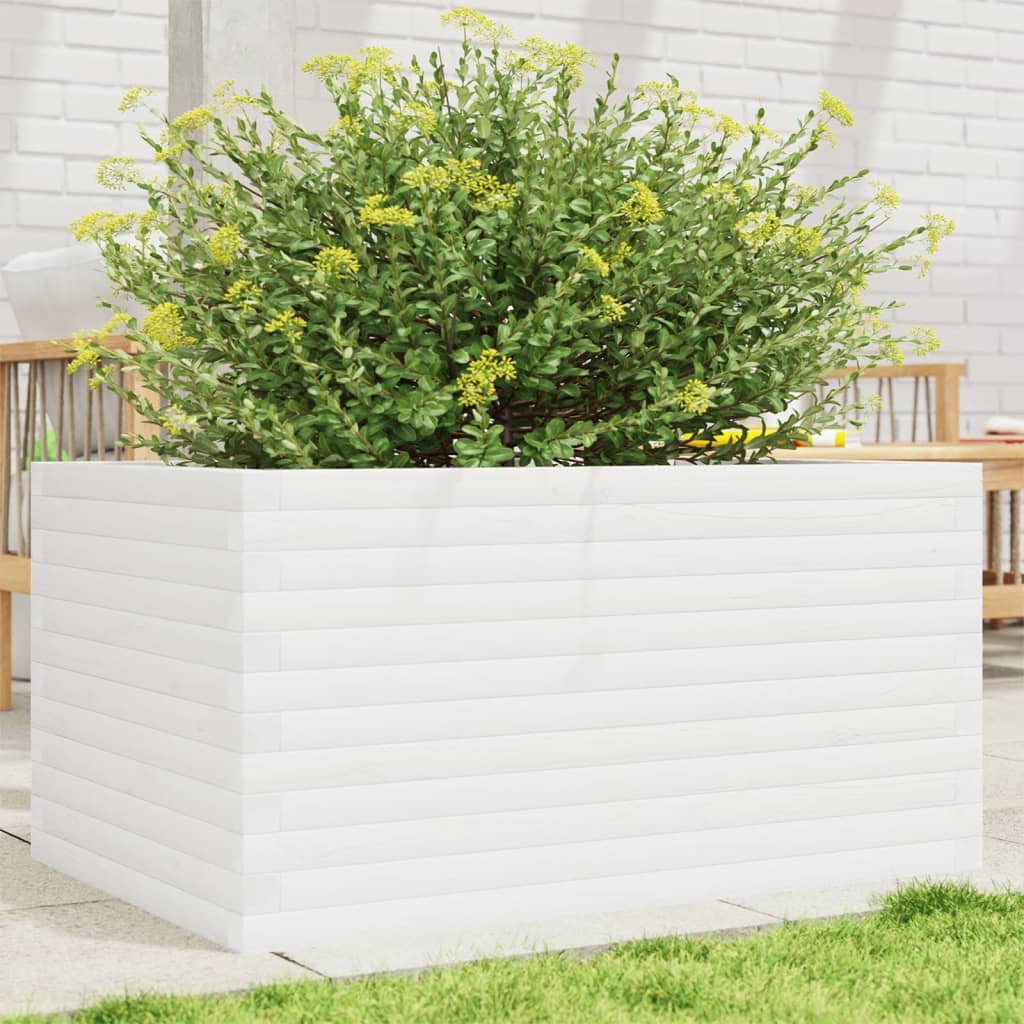 plantekasse 90x60x46 cm massivt fyrretræ hvid