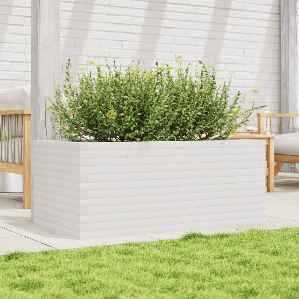 plantekasse 110x60x46 cm massivt fyrretræ hvid