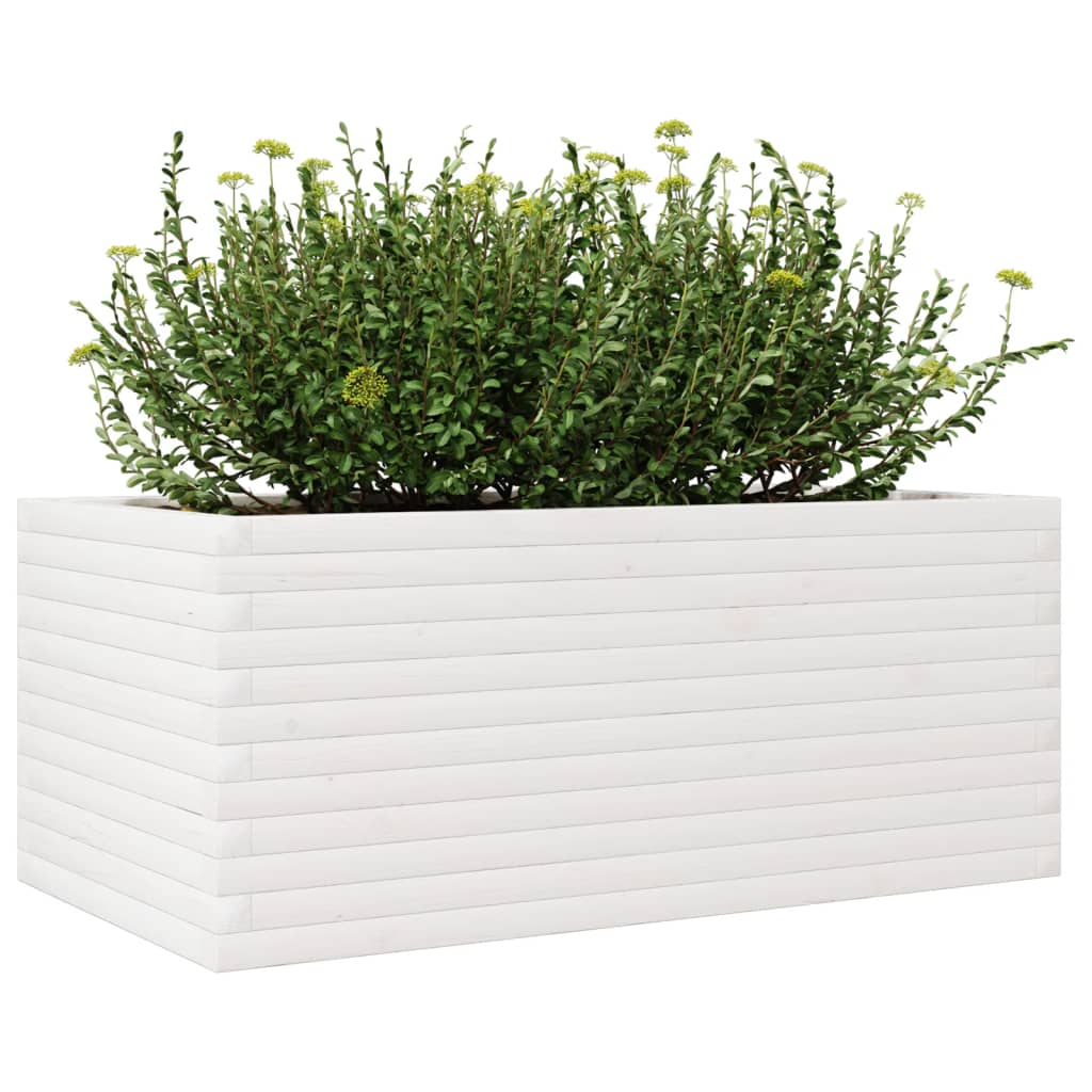 plantekasse 110x60x46 cm massivt fyrretræ hvid