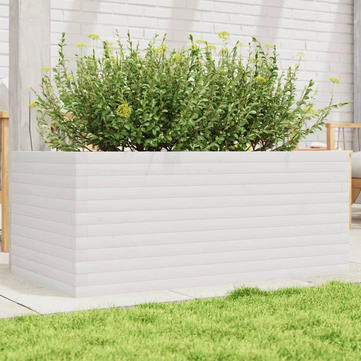 plantekasse 110x60x46 cm massivt fyrretræ hvid