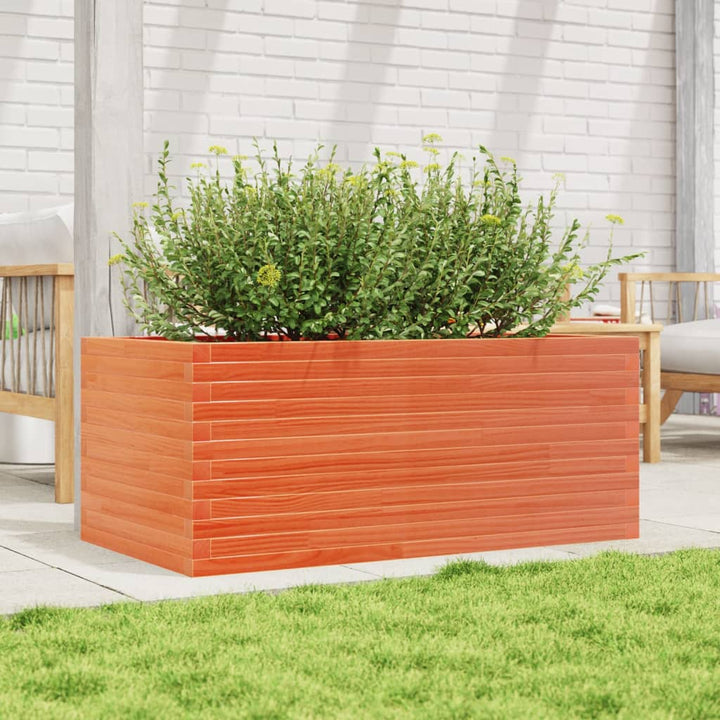 plantekasse 110x60x46 cm massivt fyrretræ gyldenbrun