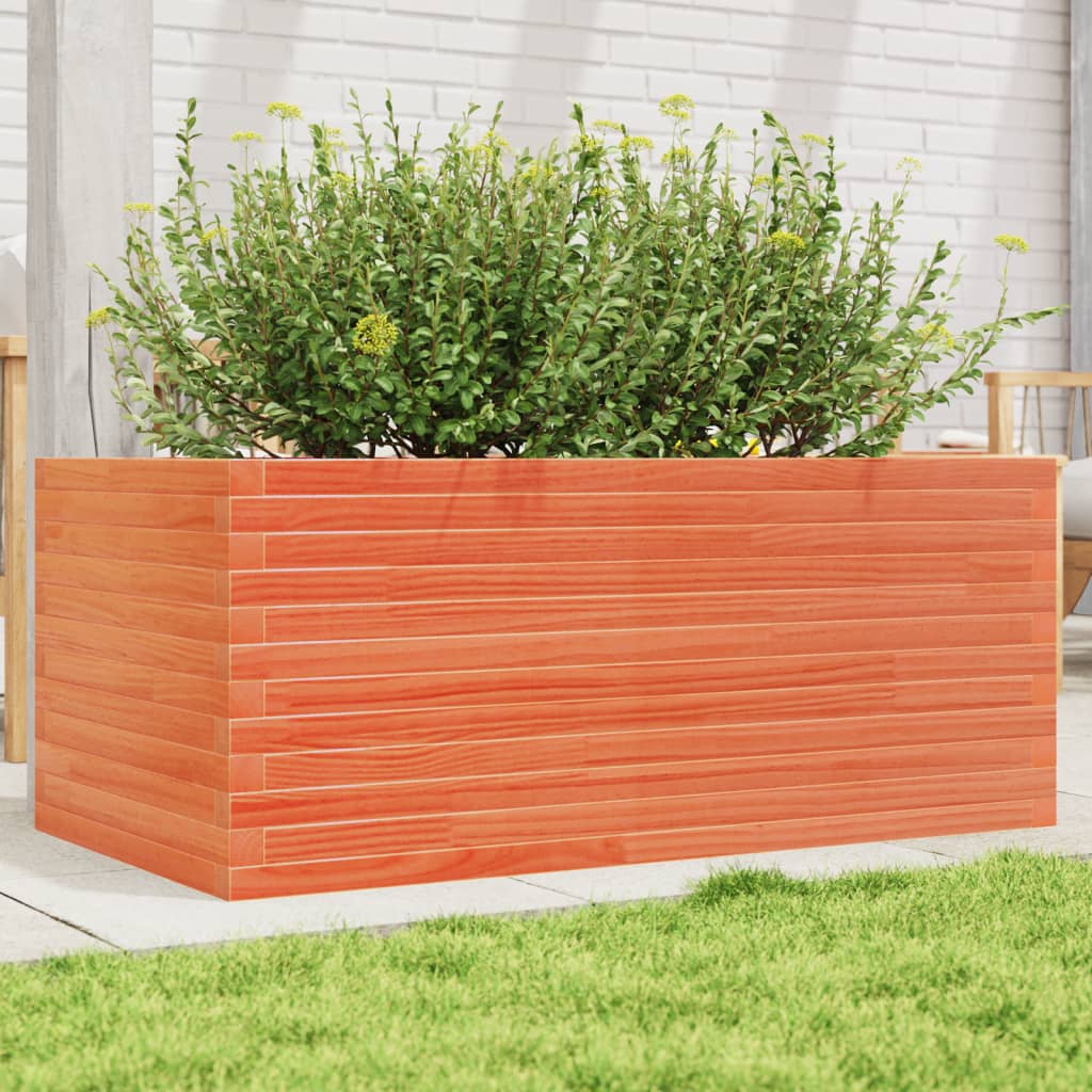 plantekasse 110x60x46 cm massivt fyrretræ gyldenbrun