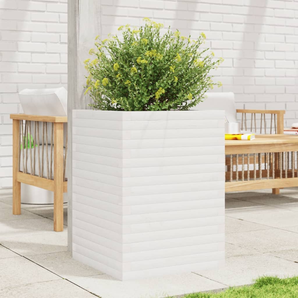 plantekasse 50x50x68,5 cm massivt fyrretræ hvid