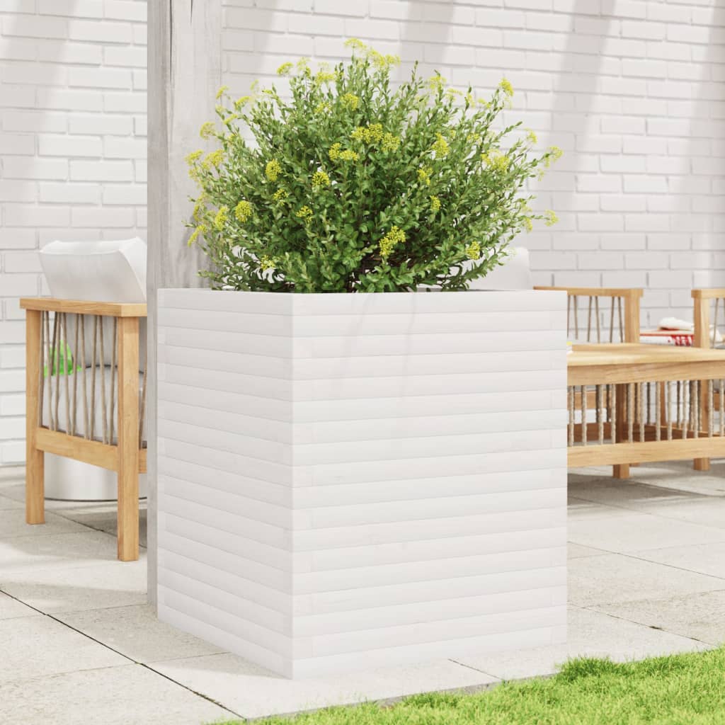 plantekasse 60x60x68,5 cm massivt fyrretræ hvid