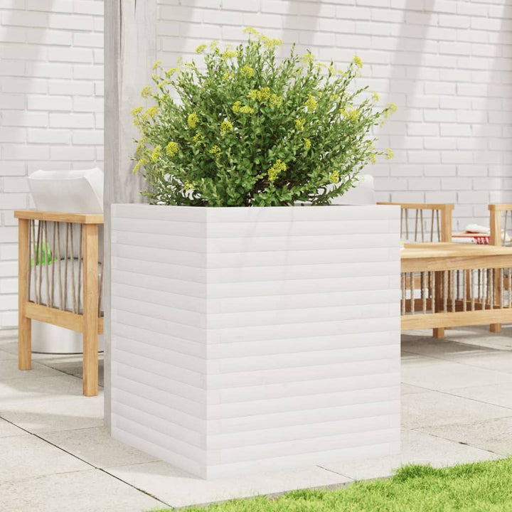 plantekasse 60x60x68,5 cm massivt fyrretræ hvid
