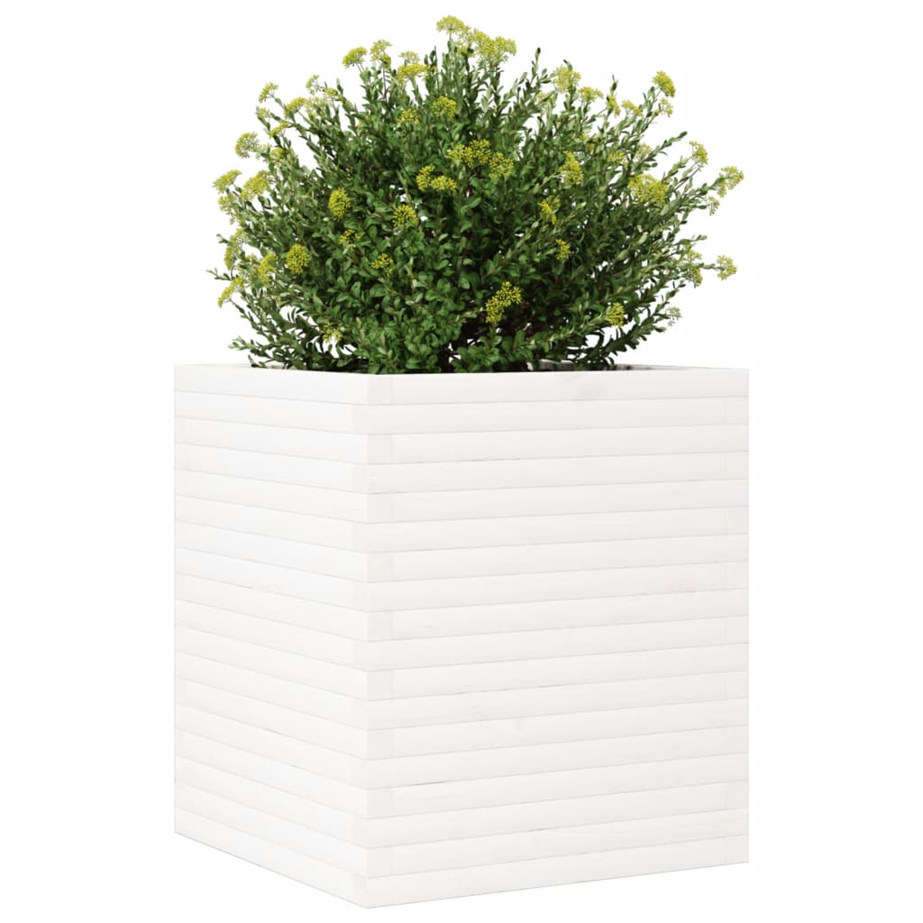plantekasse 60x60x68,5 cm massivt fyrretræ hvid