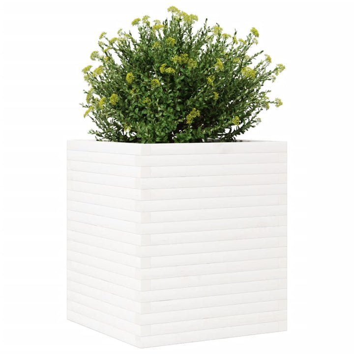 plantekasse 60x60x68,5 cm massivt fyrretræ hvid