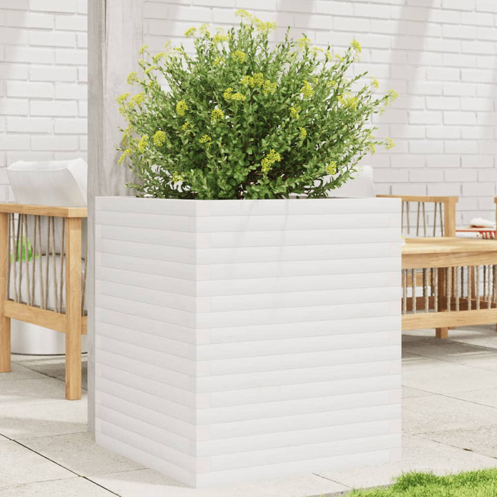 plantekasse 60x60x68,5 cm massivt fyrretræ hvid
