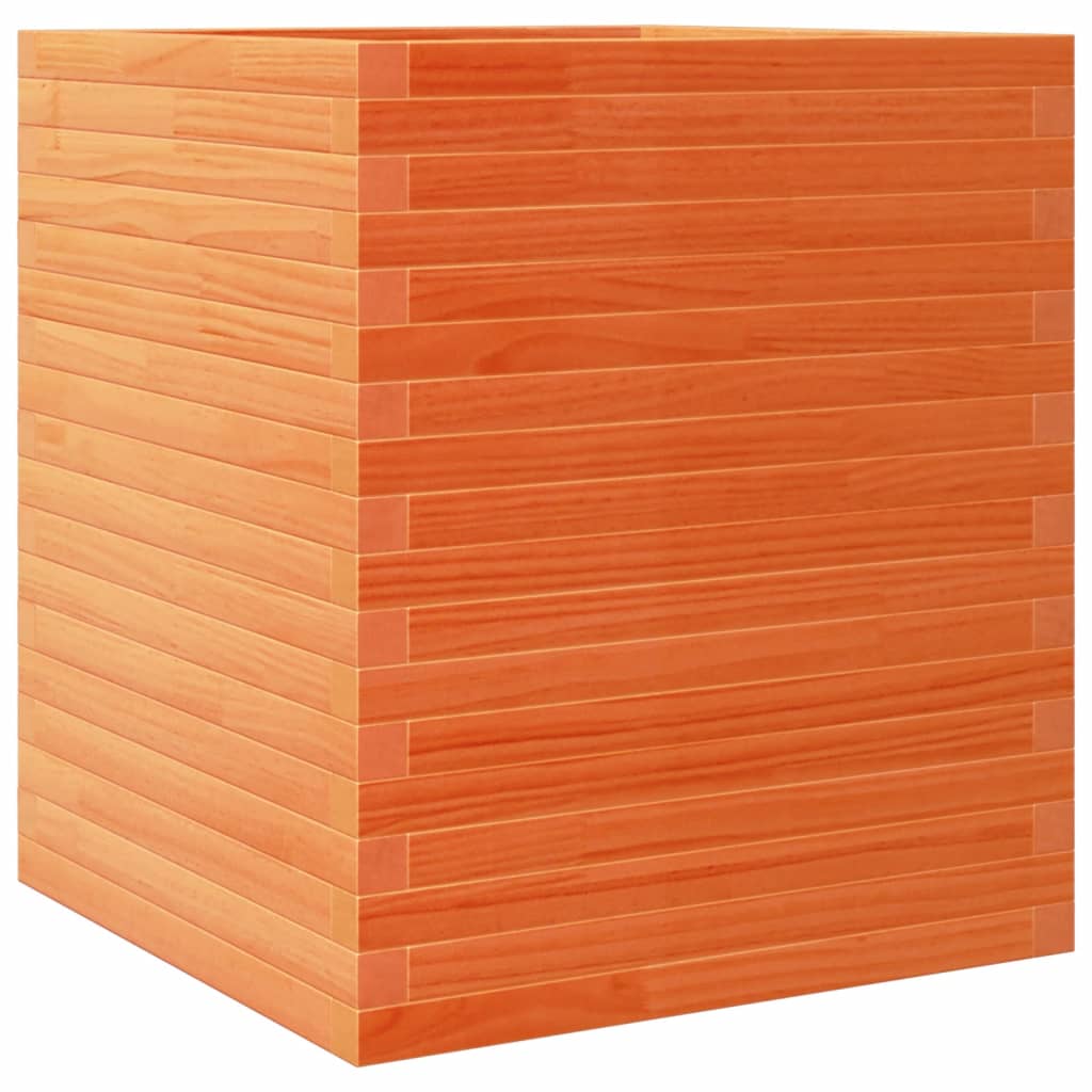 plantekasse 60x60x68,5 cm massivt fyrretræ gyldenbrun