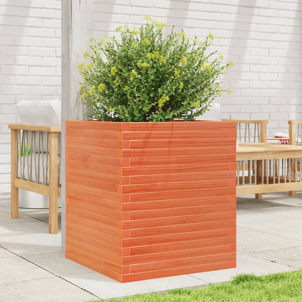 plantekasse 60x60x68,5 cm massivt fyrretræ gyldenbrun