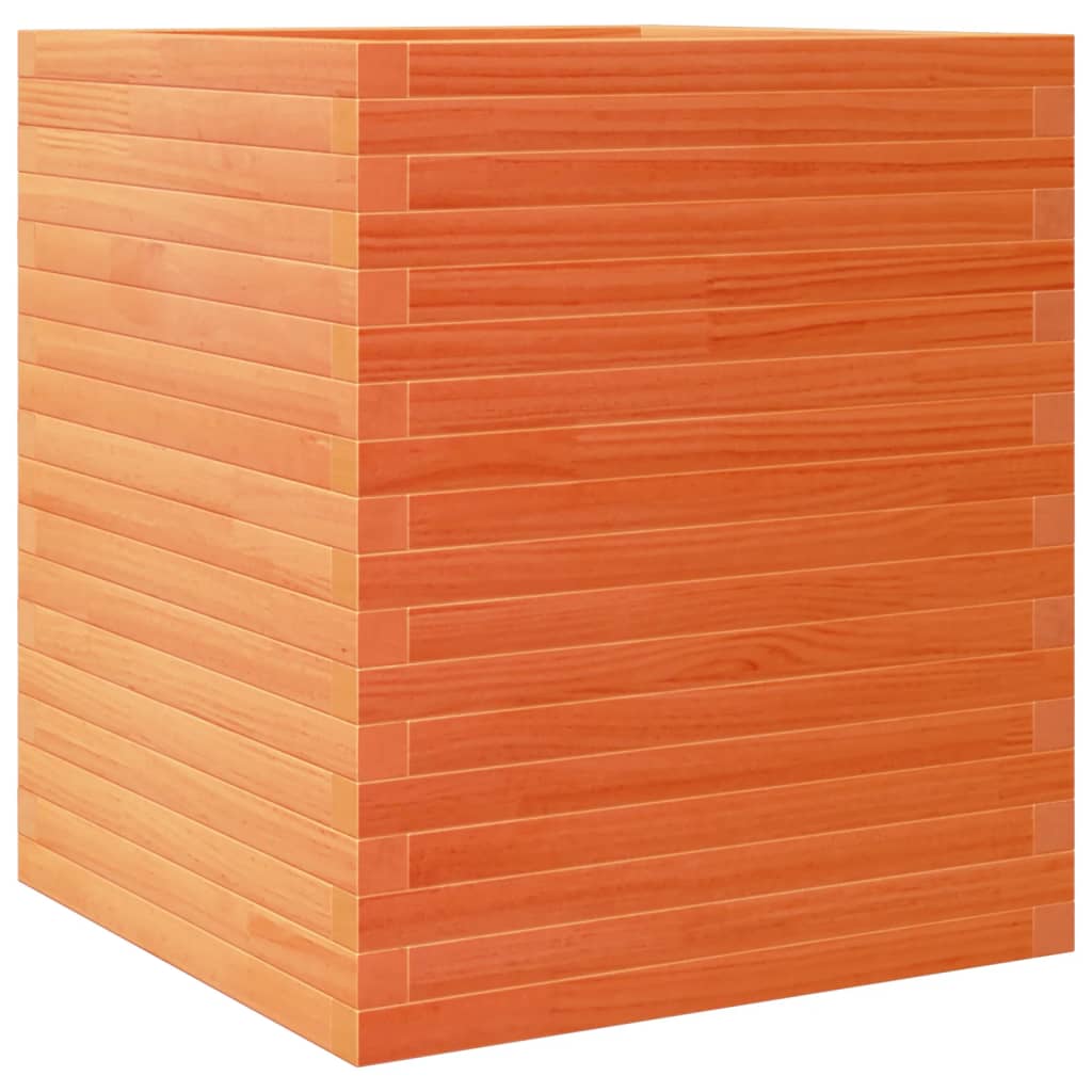 plantekasse 60x60x68,5 cm massivt fyrretræ gyldenbrun