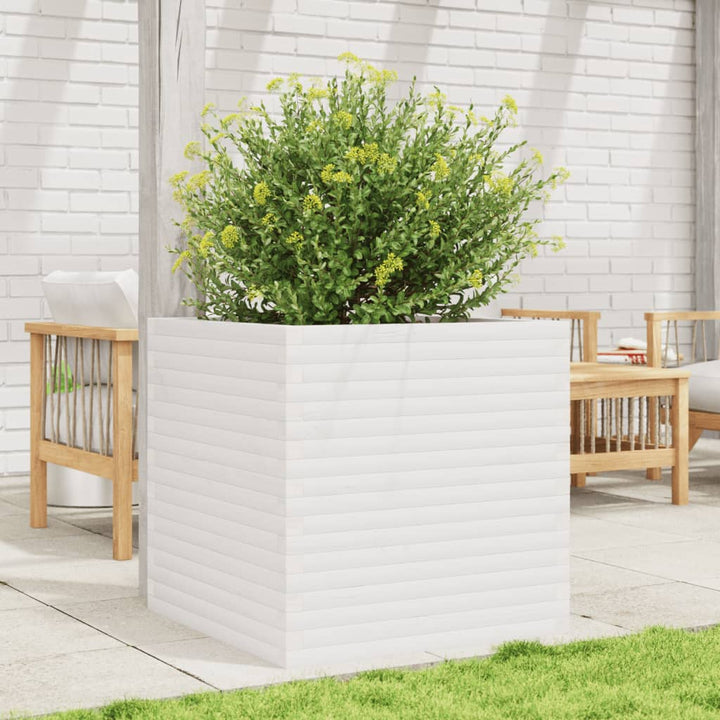 plantekasse 70x70x68,5 cm massivt fyrretræ hvid
