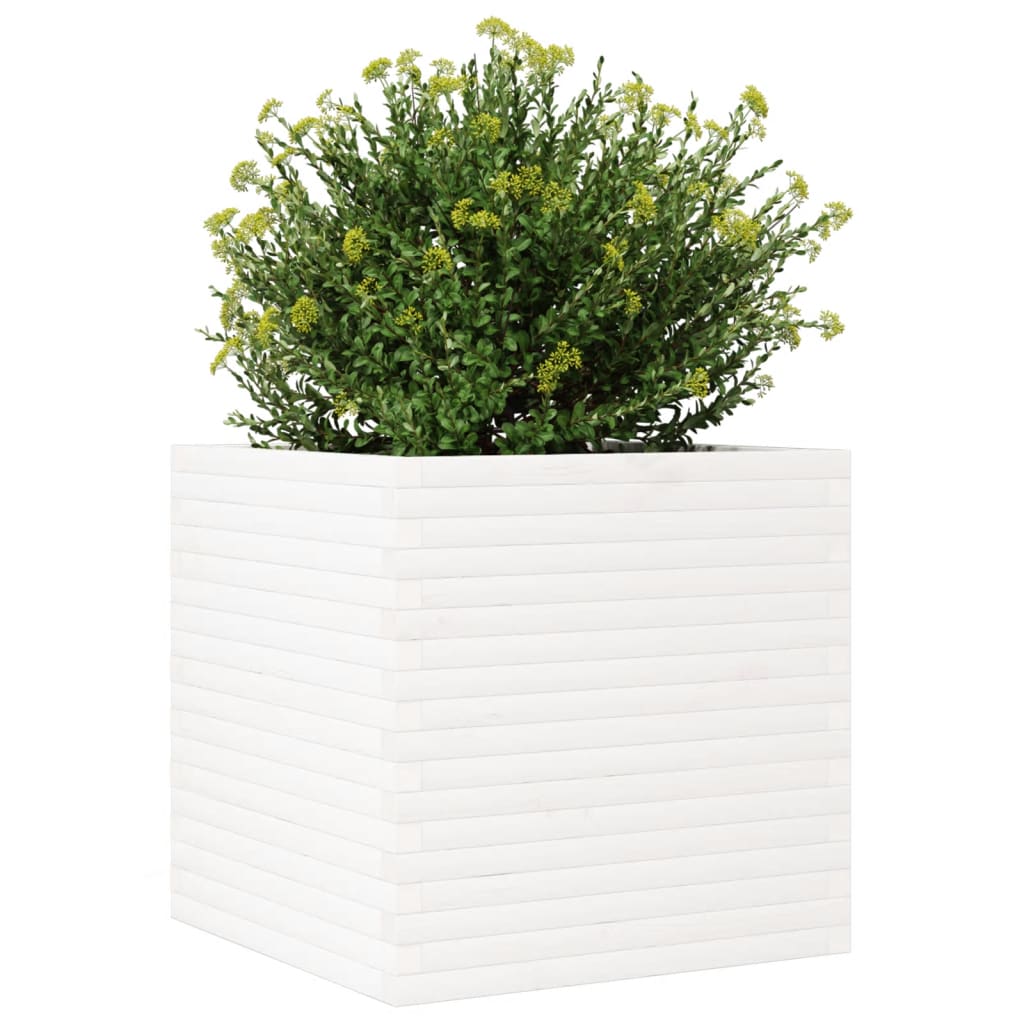 plantekasse 70x70x68,5 cm massivt fyrretræ hvid