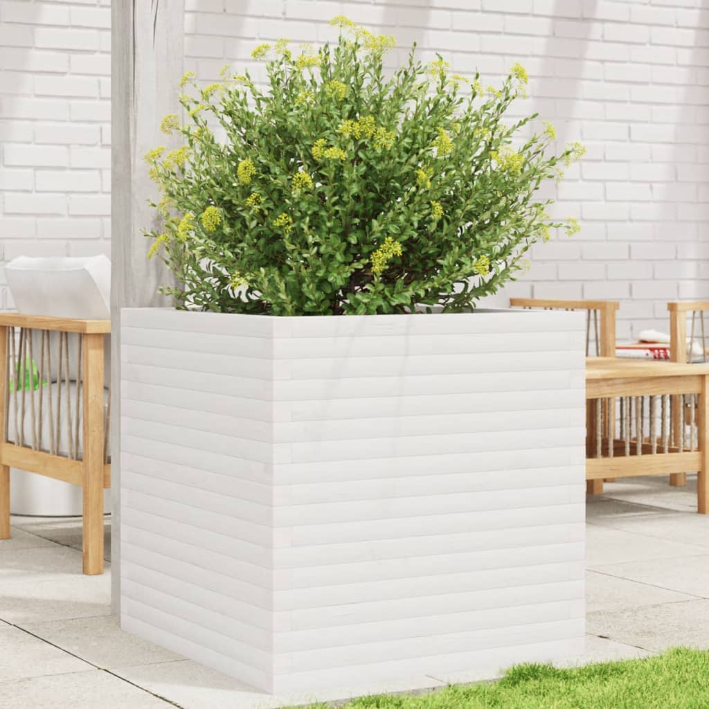 plantekasse 70x70x68,5 cm massivt fyrretræ hvid