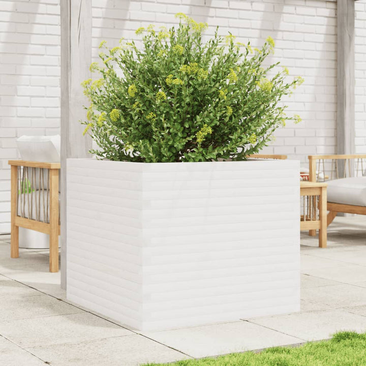 plantekasse 80x80x68,5 cm massivt fyrretræ hvid