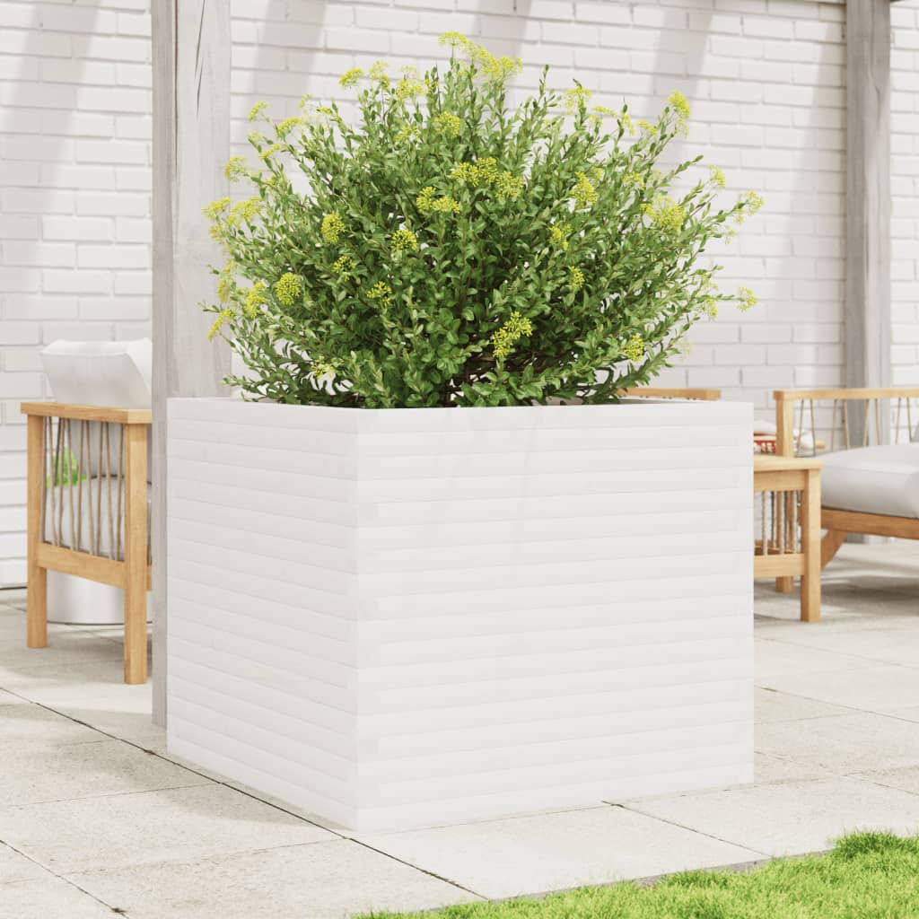 plantekasse 80x80x68,5 cm massivt fyrretræ hvid