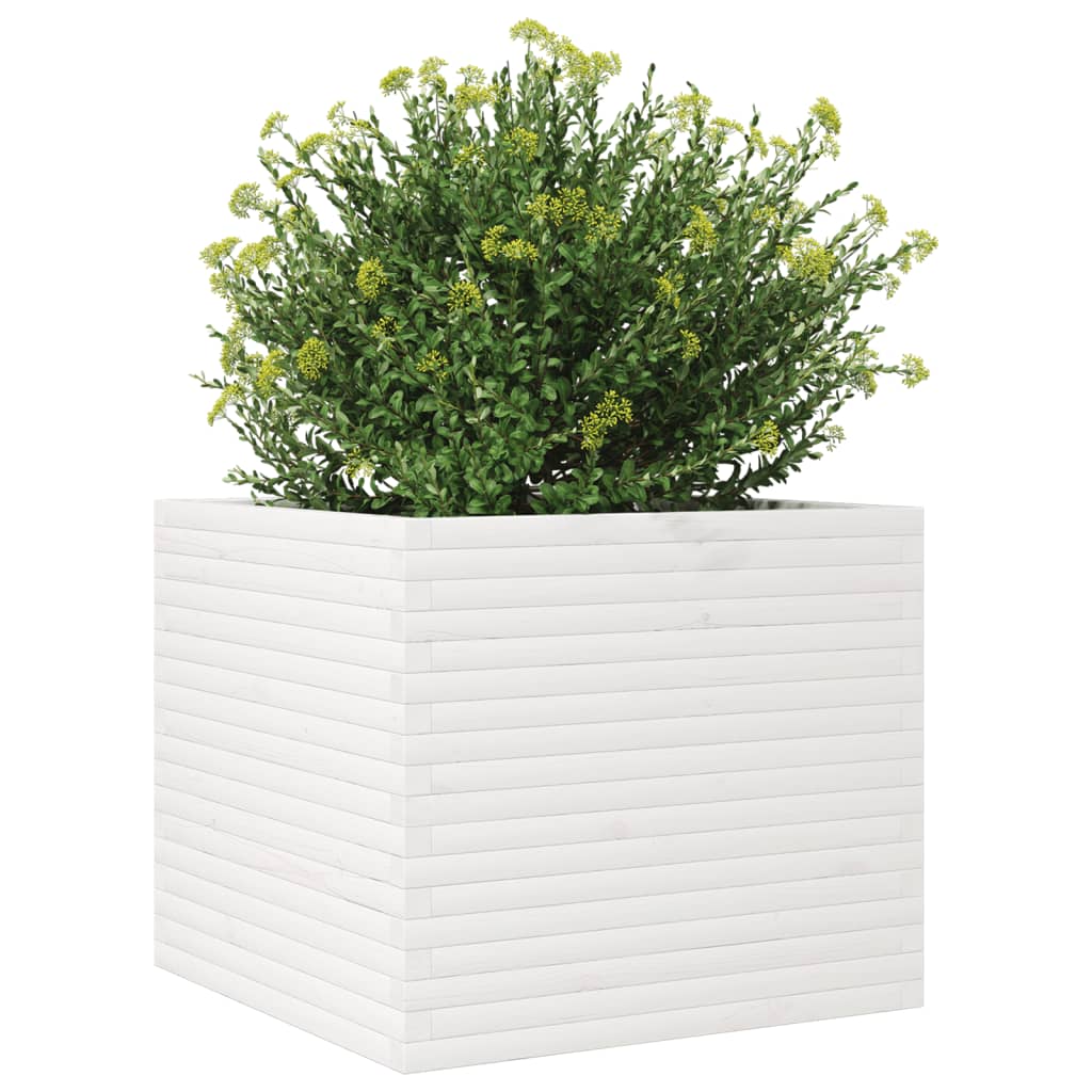 plantekasse 80x80x68,5 cm massivt fyrretræ hvid