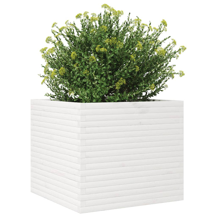 plantekasse 80x80x68,5 cm massivt fyrretræ hvid