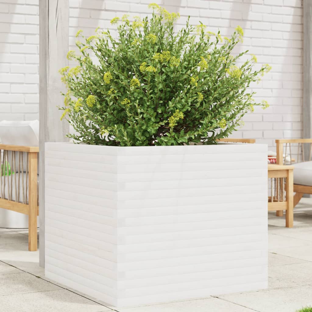 plantekasse 80x80x68,5 cm massivt fyrretræ hvid