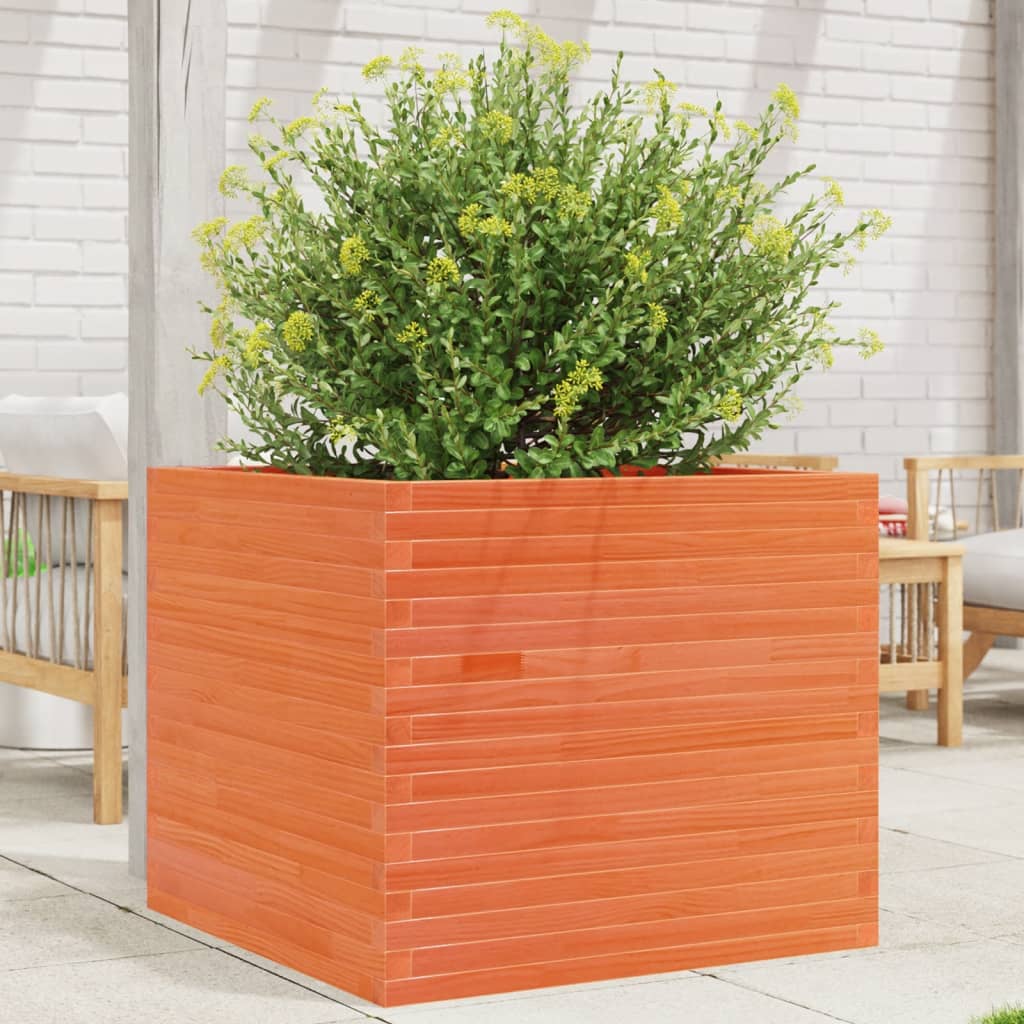 plantekasse 80x80x68,5 cm massivt fyrretræ gyldenbrun