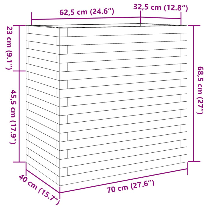 plantekasse 70x40x68,5 cm massivt fyrretræ hvid