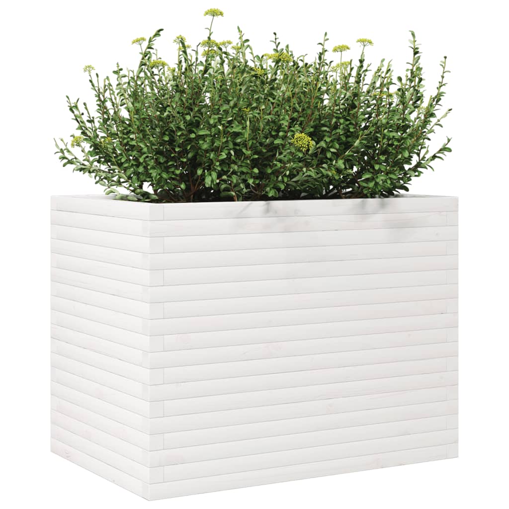 plantekasse 90x60x68,5 cm massivt fyrretræ hvid