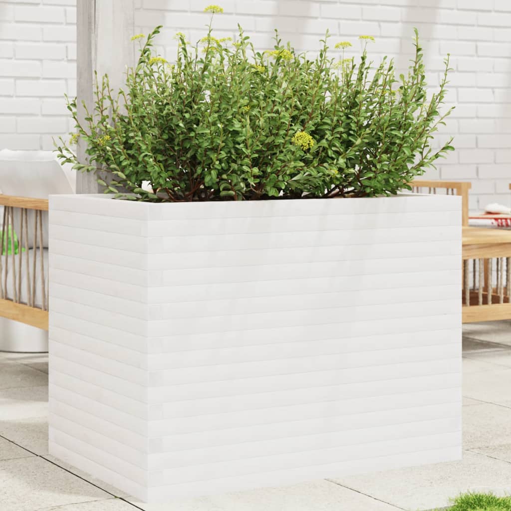 plantekasse 90x60x68,5 cm massivt fyrretræ hvid