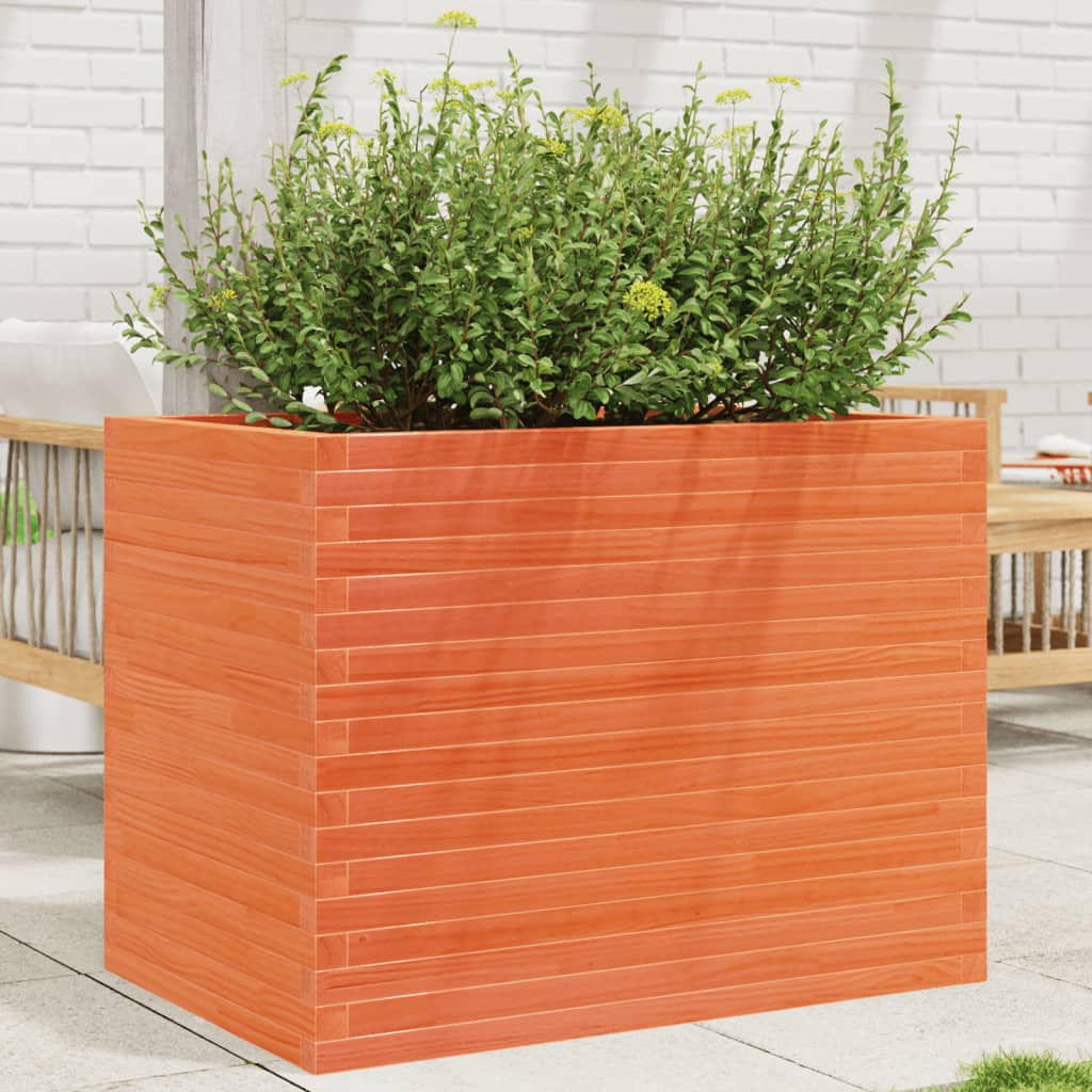 plantekasse 90x60x68,5 cm massivt fyrretræ gyldenbrun