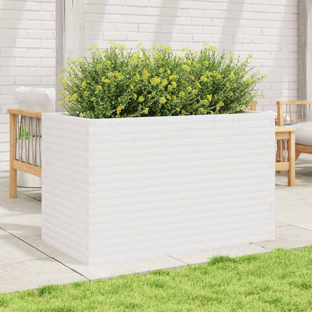 plantekasse 110x60x68,5 cm massivt fyrretræ hvid