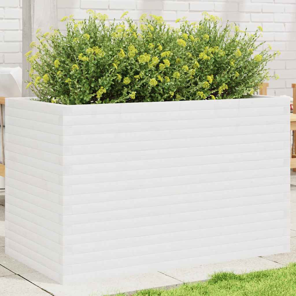 plantekasse 110x60x68,5 cm massivt fyrretræ hvid