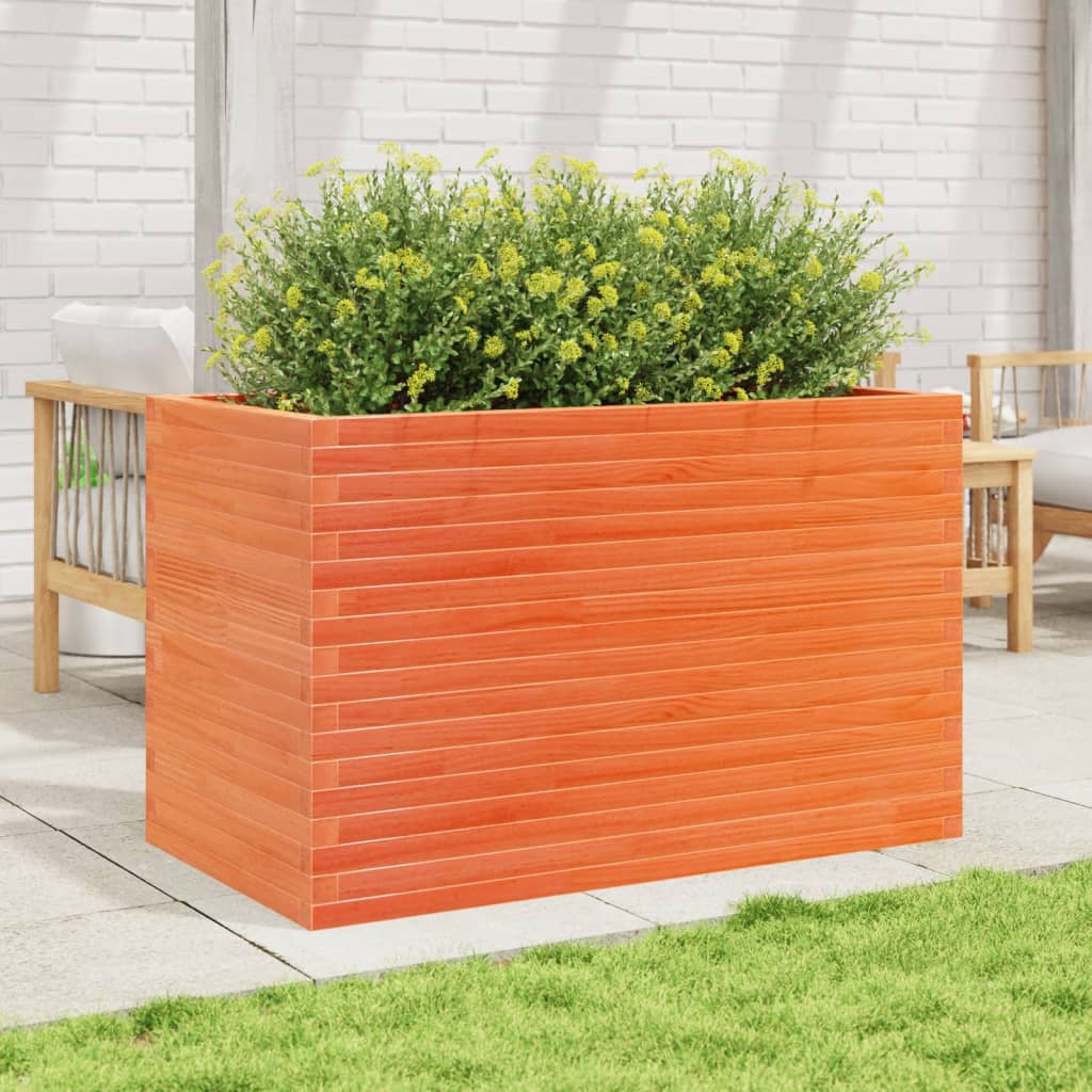 plantekasse 110x60x68,5 cm massivt fyrretræ gyldenbrun