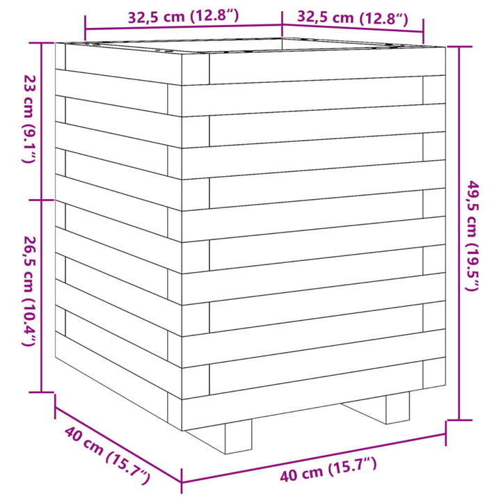 plantekasse 40x40x49,5 cm massivt fyrretræ