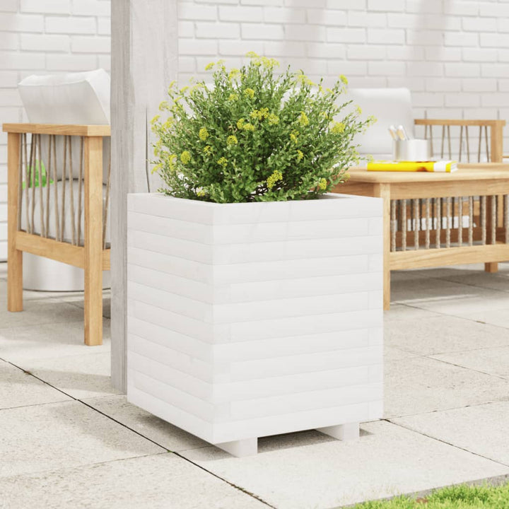 plantekasse 40x40x49,5 cm massivt fyrretræ hvid