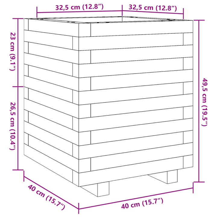 plantekasse 40x40x49,5 cm massivt fyrretræ hvid
